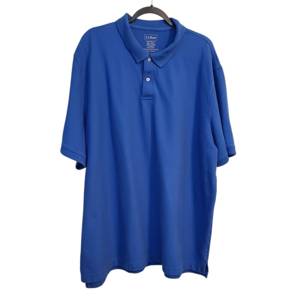 L.L. BEAN Mens Traditional Fit Polo Shirt 3XL Tall Blue Cotton Short Sleeve Golf